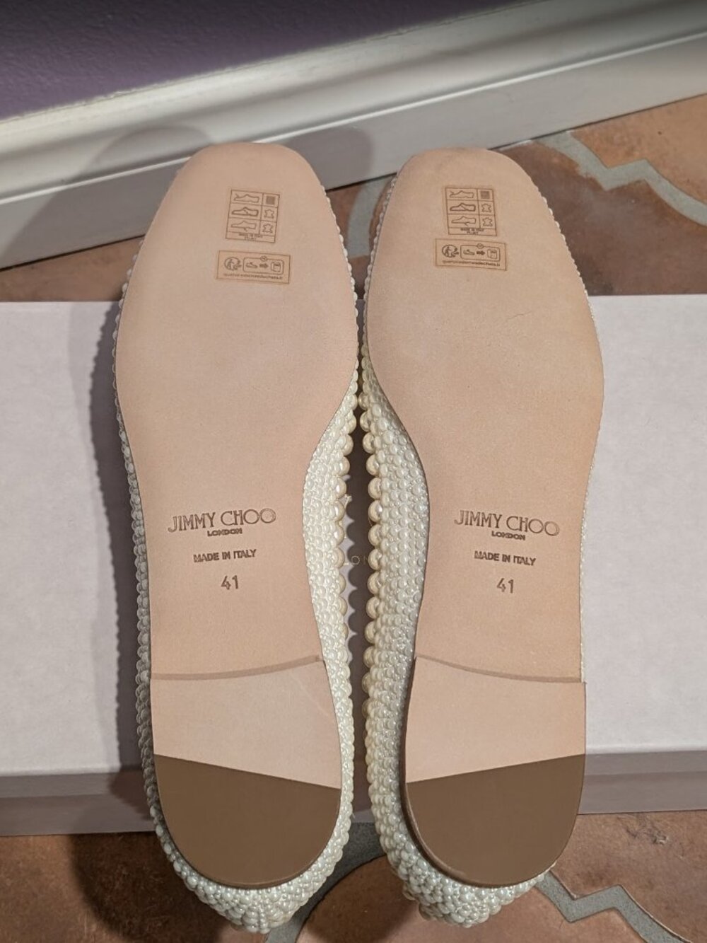 Jimmy Choo Elme Pearl-Embellished Ballerina Shoes 41 - Picture 5 of 7